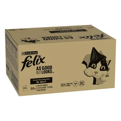 Felix As Good As It Looks Wet Cat Food + 48x85g Felix Wet Cat Food Free! * - Favourites Selection in Jelly (120 x 85g) + Soup Time Tender Strips Farm Selection (48 x 48g) Felix As Good As It Looks Wet Cat Food + 48x85g Felix Wet Cat Food Free! * - Favourites Selection in Jelly (120 x 85g) + Soup Time Tender Strips Farm Selection (48 x 48g)