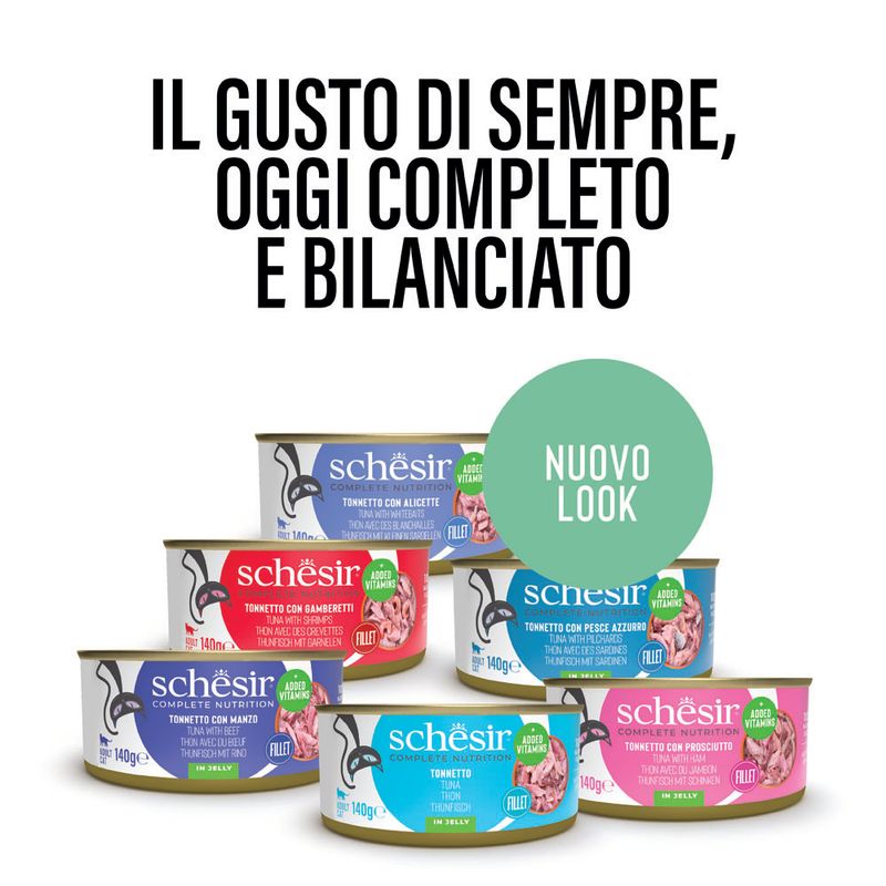 Schesir Complete Nutrition Filetti in gelatina 6 x 140 g Umido per gatto