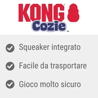 KONG Cozie. Squeaker integrato, facile da trasportare, gioco molto sicuro.