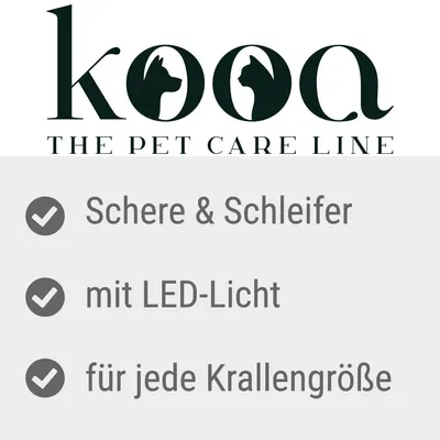 kooa. Schere & Schleifer, mit LED-Licht, für jede Krallengrösse.
