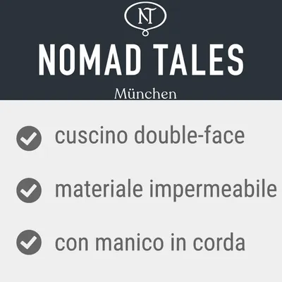 NOMAD TALES München: cuscino double-face, materiale impermeabile, con manico in corda