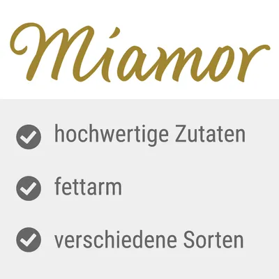 Miamor. High-quality ingredients, low fat, various varieties.