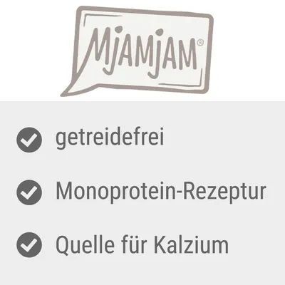 Mjamjam. Getreidefrei, Monoprotein-Rezeptur, Quelle für Kalzium.