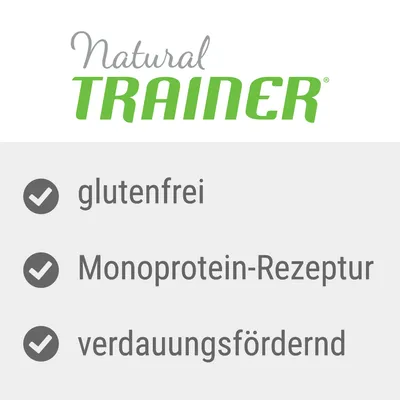 Natural Trainer. Eigenschaften: glutenfrei, Monoprotein-Rezeptur, verdauungsfördernd.