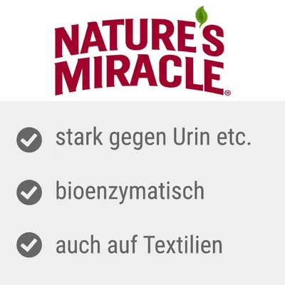 Nature's Miracle. Effektiv mod urin m.m., bioenzymatisk, også til tekstiler.