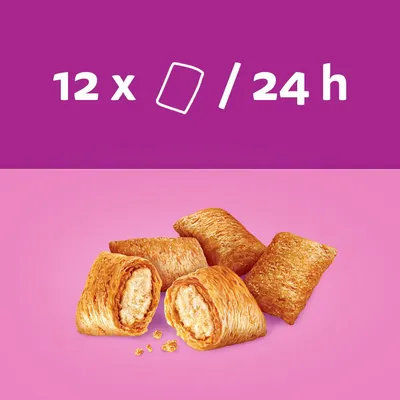 12 Stück pro Tag empfohlen. Abgebildet: knusprige Snacks mit Füllung, goldbraun gebacken.