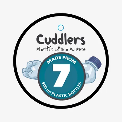 Cuddlers Plastics With a Purpose. Made from 7 recycled 500 ml plastic bottles.
