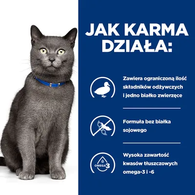 Jak karma działa: zawiera ograniczoną ilość składników odżywczych i jedno białko zwierzęce, formuła bez białka sojowego, wysoka zawartość kwasów tłuszczowych omega-3 i -6. Jak karma działa: zawiera ograniczoną ilość składników odżywczych i jedno białko zwierzęce, formuła bez białka sojowego, wysoka zawartość kwasów tłuszczowych omega-3 i -6.