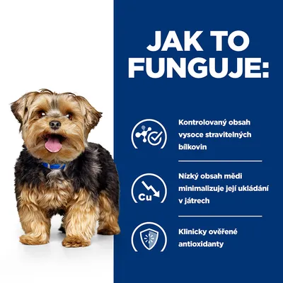 Jak to funguje: kontrolovaný obsah vysoce stravitelných bílkovin, nízký obsah mědi minimalizuje její ukládání v játrech, klinicky ověřené antioxidanty.