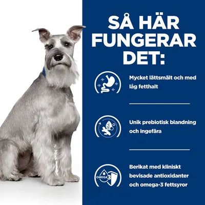 Så här fungerar det: Mycket lättsmält och med låg fetthalt. Unik prebiotisk blandning och ingefära. Berikat med kliniskt bevisade antioxidanter och omega-3 fettsyror.