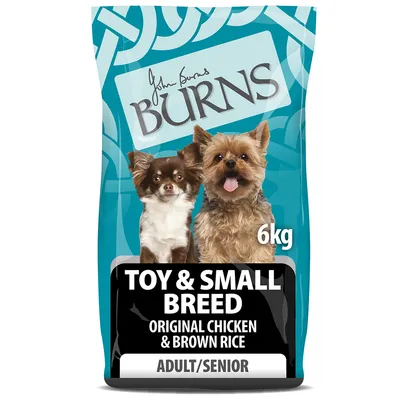 John Burns Toy & Small Breed Adult/Senior hundefoder, Original Chicken & Brown Rice, 6 kg pakke.