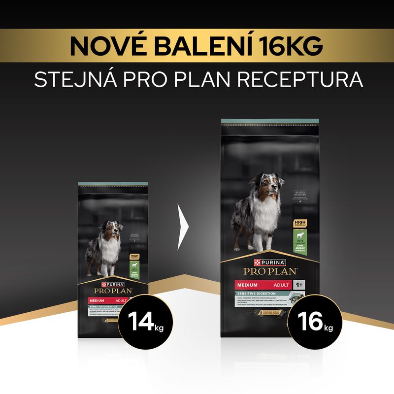 PURINA PRO PLAN Medium Adult jehněčí a rýže Sensitive Digestion