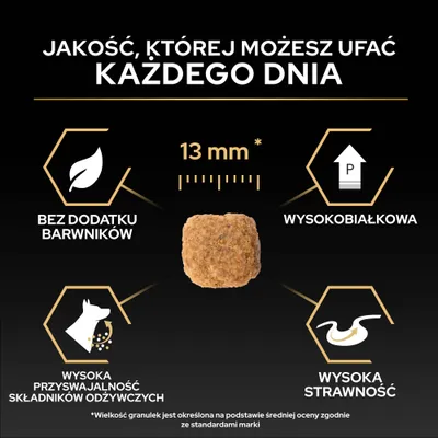 Wielkość krokietów 13 mm, bez dodatku barwników, wysoka zawartość białka, wysoka strawność, wysoka przyswajalność składników odżywczych zgodnie z ilustracją. Wielkość krokietów 13 mm, bez dodatku barwników, wysoka zawartość białka, wysoka strawność, wysoka przyswajalność składników odżywczych zgodnie z ilustracją.