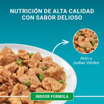 Nutrición de alta calidad con sabor delicioso. Atún y judías verdes. Indoor Formula. Nutrición de alta calidad con sabor delicioso. Atún y judías verdes. Indoor Formula.