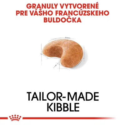 Granuly vytvorené pre vášho francúzskeho buldočka. TAILOR-MADE KIBBLE. Zobrazený tvar granule.