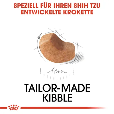 Speziell für Ihren Shih Tzu entwickelte Krokette. Massgeschneiderte Form mit einer Grösse von 1 cm.
