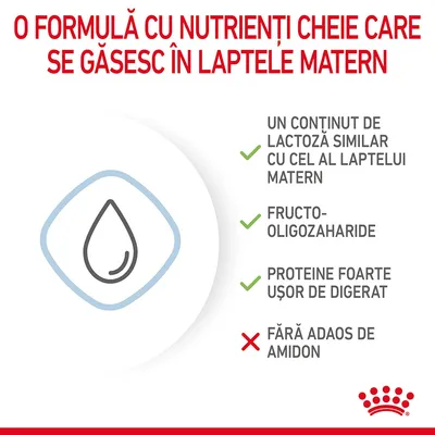 O FORMULĂ CU NUTRIENȚI CHEIE CARE SE GĂSESC ÎN LAPTELE MATERN: conținut de lactoză similar cu cel al laptelui matern, fructo-oligozaharide, proteine ușor de digerat, fără adaos de amidon. O FORMULĂ CU NUTRIENȚI CHEIE CARE SE GĂSESC ÎN LAPTELE MATERN: conținut de lactoză similar cu cel al laptelui matern, fructo-oligozaharide, proteine ușor de digerat, fără adaos de amidon.