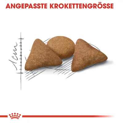 Angepasste Krokettengrösse, Darstellung von Krokettenformen mit Massangabe 1 cm.