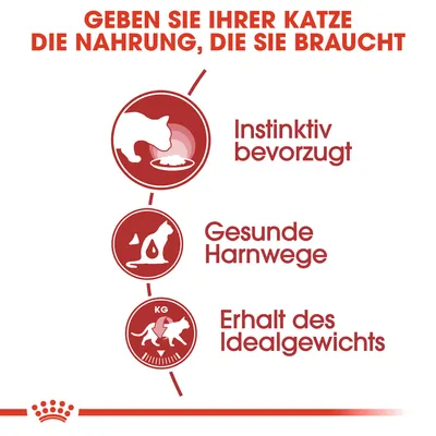 Geben Sie Ihrer Katze die Nahrung, die sie braucht: Instinktiv bevorzugt, gesunde Harnwege, Erhalt des Idealgewichts.