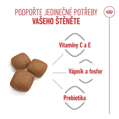 Granule s obsahem: vitaminy C a E, vápník a fosfor, prebiotika. Text v češtině pro podporu potřeb štěňat. Granule s obsahem: vitaminy C a E, vápník a fosfor, prebiotika. Text v češtině pro podporu potřeb štěňat.