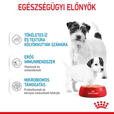 EGÉSZSÉGÜGYI ELŐNYÖK: Tökéletes íz és textúra kölyökkutyák számára, erős immunrendszer vitaminokkal és antioxidánsokkal, mikrobiomos támogatás prebiotikumokkal és fehérjékkel. Royal Canin tál.