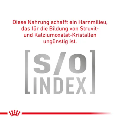 Diese Nahrung schafft ein Harnmilieu, das für die Bildung von Struvit- und Kalziumoxalat-Kristallen ungünstig ist. [s/o] INDEX.