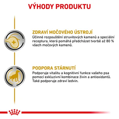 Výhody produktu: Zdraví močového ústrojí – pomáhá rozpouštět struvitové kameny a předcházet tvorbě až 80 % kamenů. Podpora stárnutí – podpora vitality, kognitivních funkcí a zdraví ledvin.