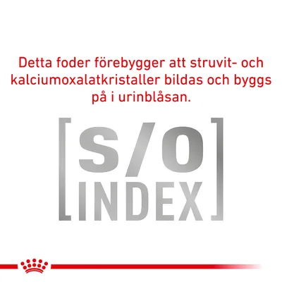 Detta foder förebygger att struvit- och kalciumoxalatkristaller bildas och byggs på i urinblåsan. [s/o] INDEX