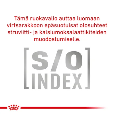 Tämä ruokavalio auttaa luomaan virtsarakkoon epäsuotuisat olosuhteet struviitti- ja kalsiumoksalaattikiteiden muodostumiselle. [s/o] INDEX