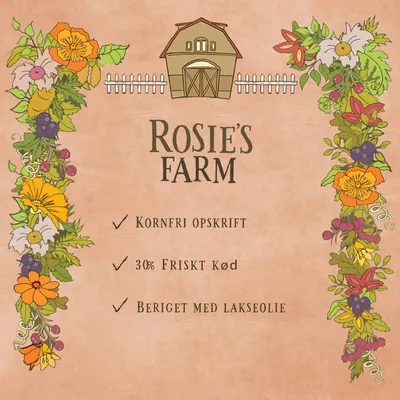 ROSIE'S FARM Kornfri opskrift, 30% friskt kød, beriget med lakseolie
