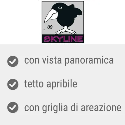 SKYLINE con vista panoramica, tetto apribile, con griglia di areazione
