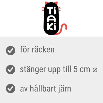 Tiaki, för räcken, stänger upp till 5 cm ø, av hållbart järn