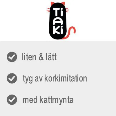 Tiaki. liten & lätt, tyg av korkimitation, med kattmynta