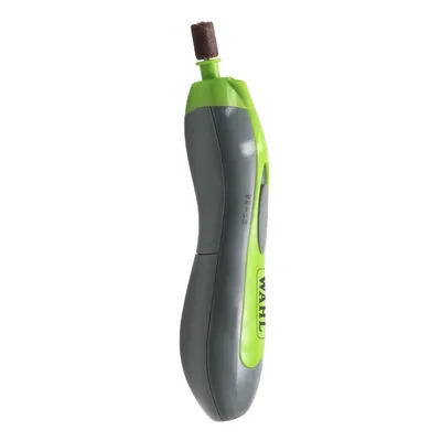 Elektrische Krallenschleifmaschine von Wahl mit grün-grauem Gehäuse und Schleifaufsatz.