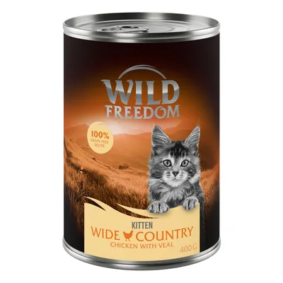 Wild Freedom Kitten Wide Country Kip met kalf, 400g blik, 100% graanvrij recept.