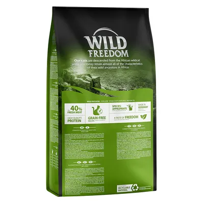 Wild Freedom dry food with 40% fresh meat, high-quality protein, grain-free recipe, species-appropriate, made in Germany, recyclable material. A taste of freedom.