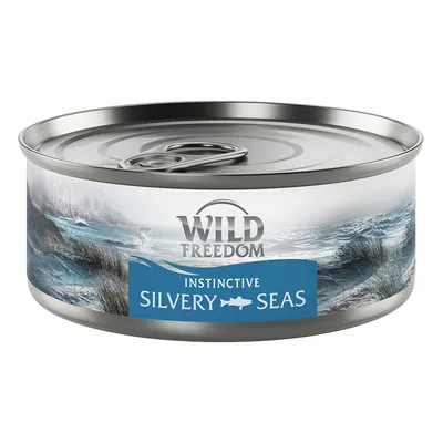 Blik Wild Freedom Instinctive Silvery Seas, metalen verpakking met opdruk van zee en vis, merknaam en productnaam duidelijk zichtbaar op het etiket.