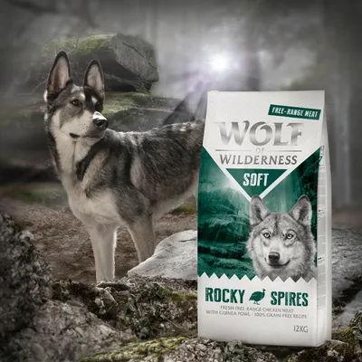 Wolf of Wilderness Soft Rocky Spires, φρέσκο ελευθέρας κοτόπουλο με φραγκόκοτα, 100% χωρίς δημητριακά συνταγή, 12kg.
