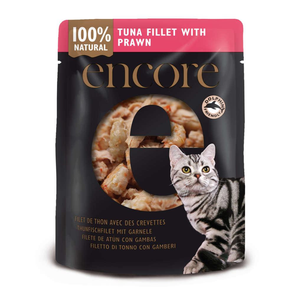 Set risparmio! Encore in brodo buste 48 x 70 g Alimento umido per gatti - Tonno con gamberetti