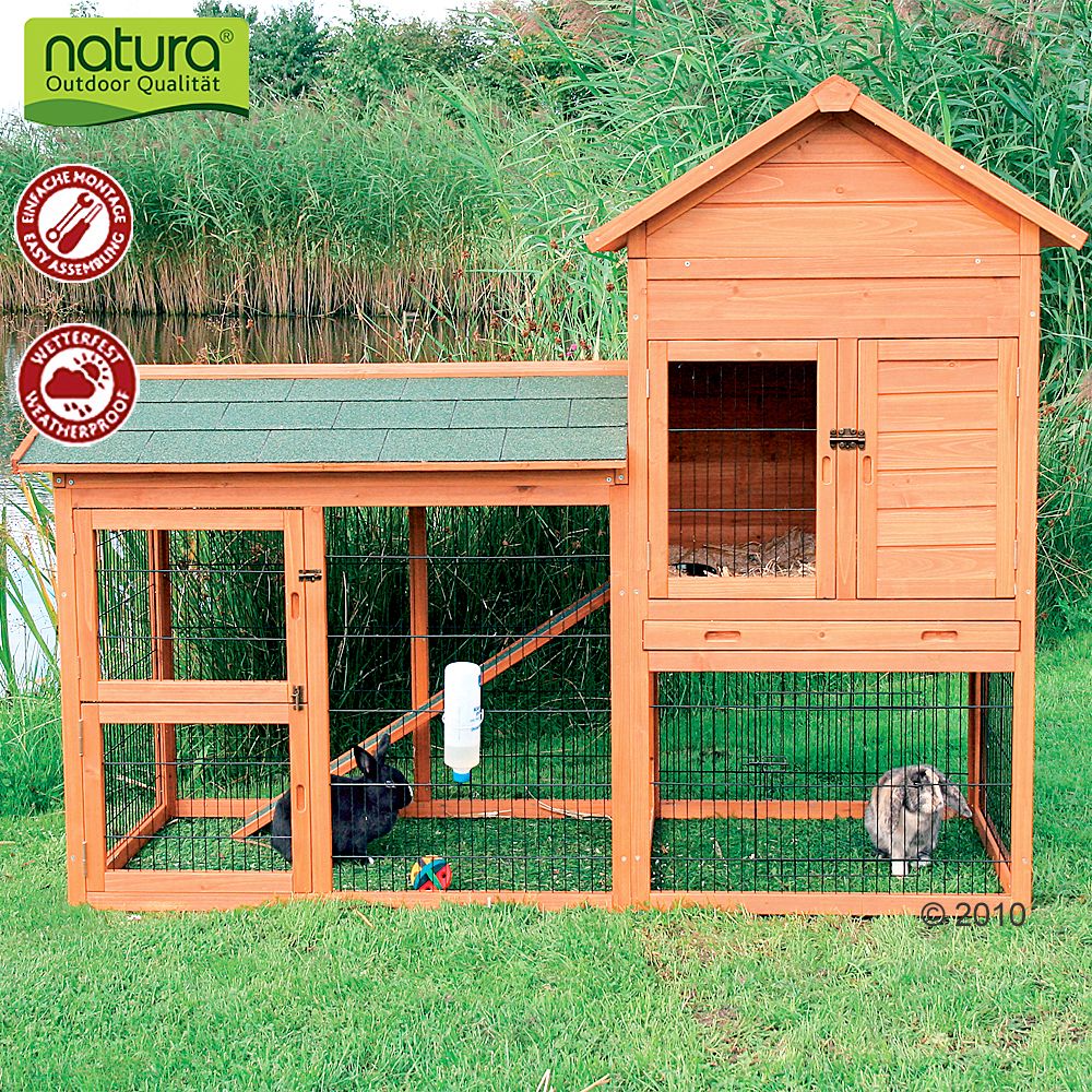 This hutch provides an ideal opportunity for exercise at all times for rabbits and guinea pigs This hutch provides an ideal opportunity for exercise at all times for rabbits and guinea pigs