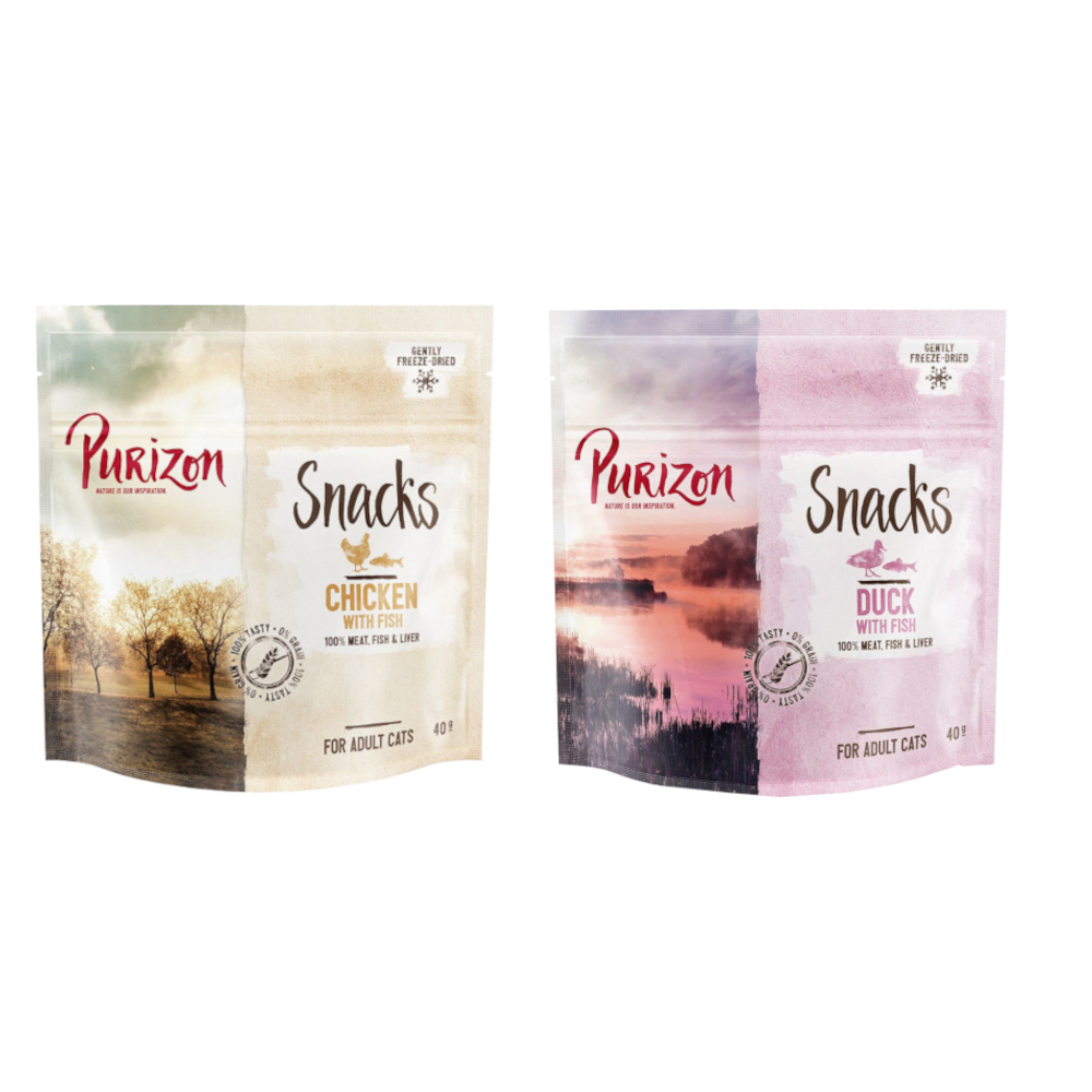 Probiermix Purizon Snacks 2 x 40 g  Huhn mit Fisch / Ente mit Fisch