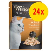 Miamor Feine Filets Huhn & Thunfisch, helle Filetstückchen in Jelly, 100% Filet, Packung mit 24 Portionen.