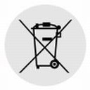 Symbol of a crossed-out wheeled bin, indicating the product should not be disposed of with general household waste.