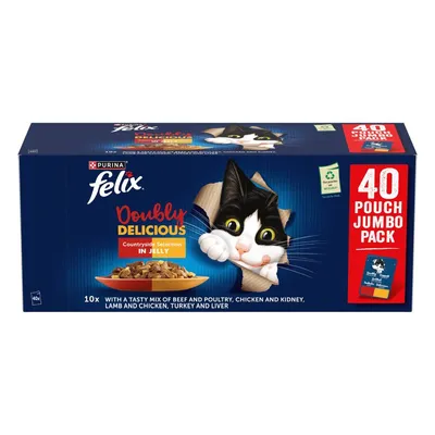 2 x Felix Cat Treats - 25% Off! * - As Good As It Looks - Doubly Delicious Countryside Selection in Jelly (80 x 85g)