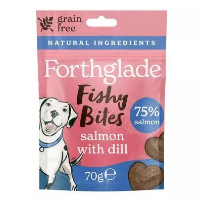 Grain free fishy bites with 75% salmon and dill, natural ingredients, 70g pack.