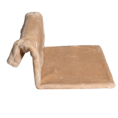 Beige Liegefläche aus weichem Plüsch mit abgerundeter Kante, geeignet zur Befestigung an Möbeln oder Oberflächen.