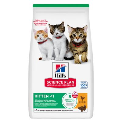 Hill's Science Plan Kitten <1 s kuřetem. Podporuje imunitu a zdravý růst koťat. Bez umělých konzervantů, barviv nebo aromat.