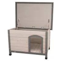 Trixie Natura Classic hundehus med fladt tag - Str. S-M: B 85 x D 60 x H 58 cm, grå
