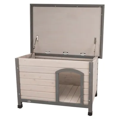 Trixie Natura Classic hundehus med fladt tag - Str. S-M: B 85 x D 60 x H 58 cm, grå