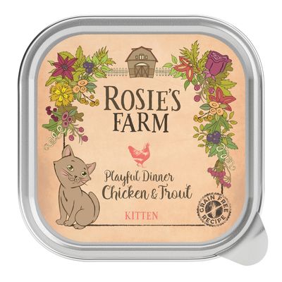Sparpaket Rosie's Farm Kitten 32 x 100 g Kitten: Huhn & Forelle